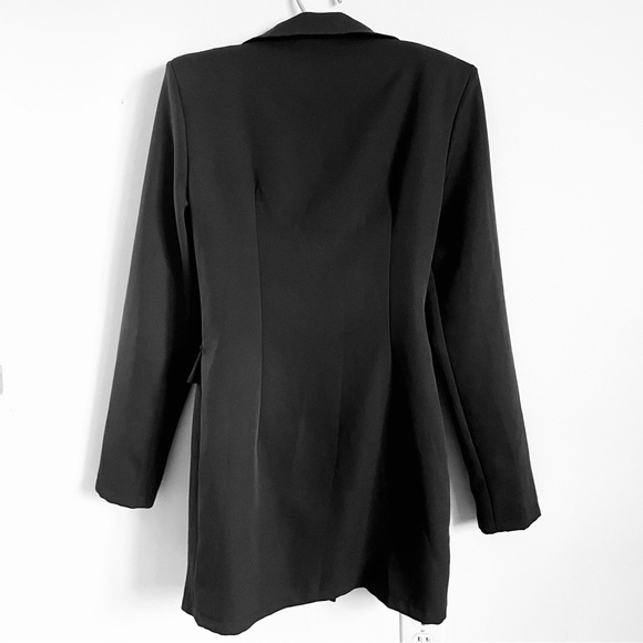 PrettyLittleThing Charcoal Double Breasted Asymmetric Hem Blazer Dress 6 NWT - Picture 3 of 7